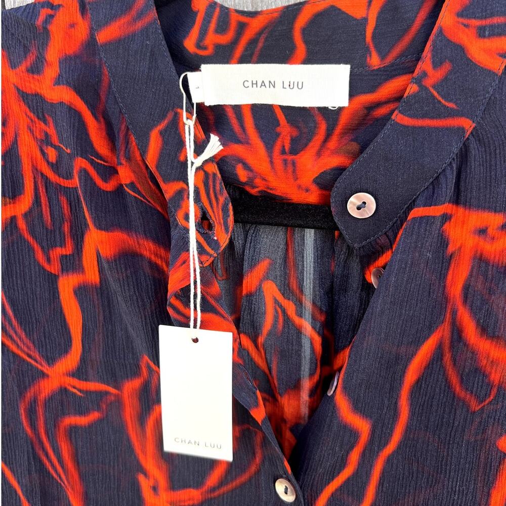 Chan Luu Sheer Black and Red Floral Blouse - Picture 3 of 9